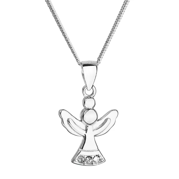 Stříbrný náhrdelník anděl se Swarovski krystaly bílý 32078.1
