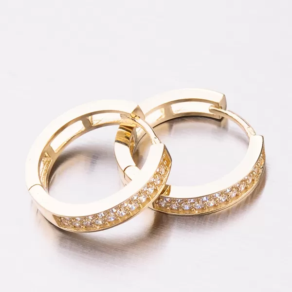 Dámské náušnice žluté zlato 585 kruhy se zirkony 12-570