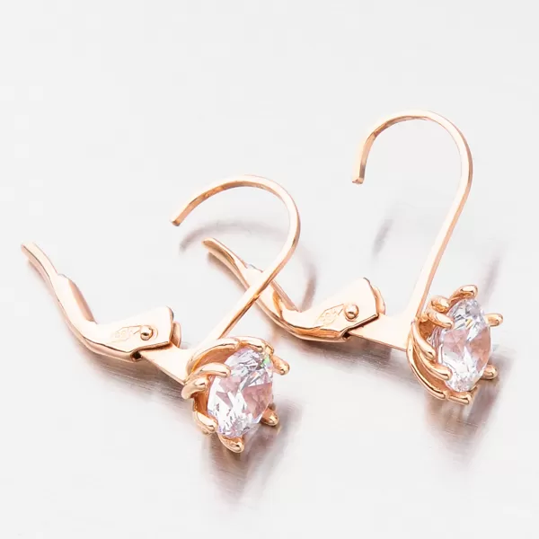 Dámské náušnice v růžovém zlatě se zirkony 52GZ-8001CV-KL