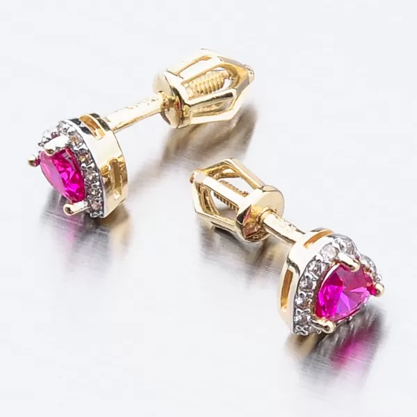 Dámské náušnice žluté zlato 585 zirkon se srdíčkem 52GZ-8015ZCB-SR