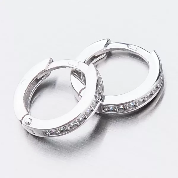 Dětské náušničky bílé zlato 585 kroužky se zirkony 52GZ-3342BBB