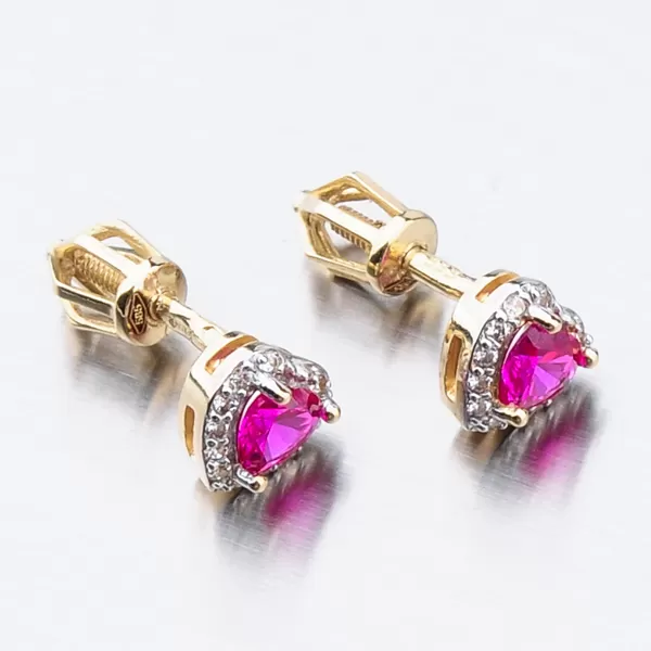 Dámské náušnice žluté zlato 585 zirkon se srdíčkem 52GZ-8015ZCB-SR