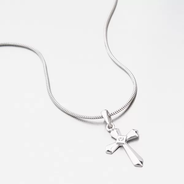 Přívěsek bílé zlato 585 zirkon kříž 117P-130659