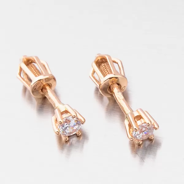 Dámské náušnice růžové zlato 585 zirkon v růžovém 52DZ-8012CV-ZIR