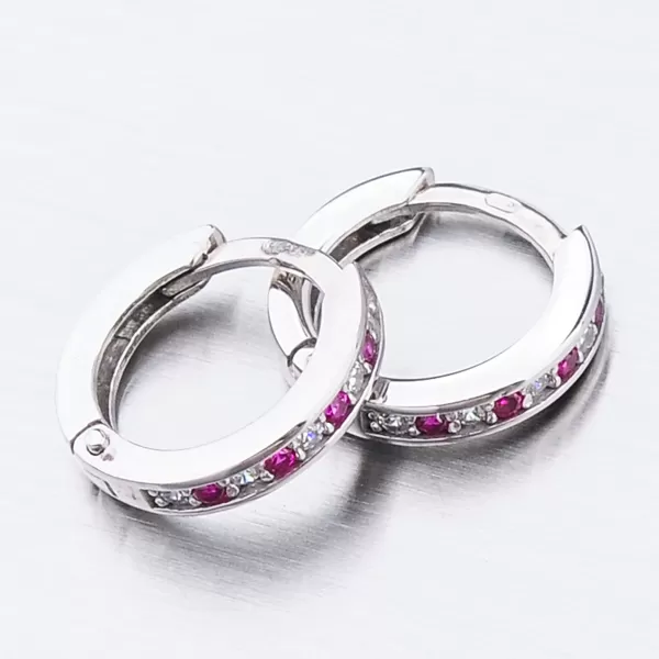 Dětské náušničky bílé zlato 585 kroužky se zirkony 52GZ-3342BCB