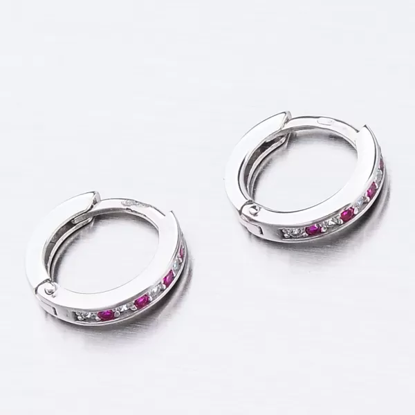 Dětské náušničky bílé zlato 585 kroužky se zirkony 52GZ-3342BCB