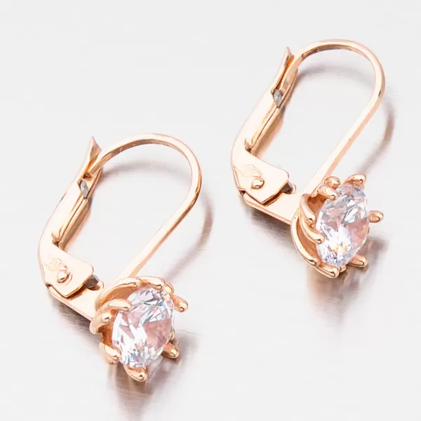 Dámské náušnice v růžovém zlatě se zirkony 52GZ-8001CV-KL