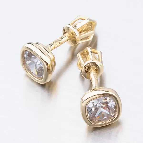 Dámské náušnice žluté zlato 585 zirkon v žlutém s hranatým 52GZ-8029Z-SR