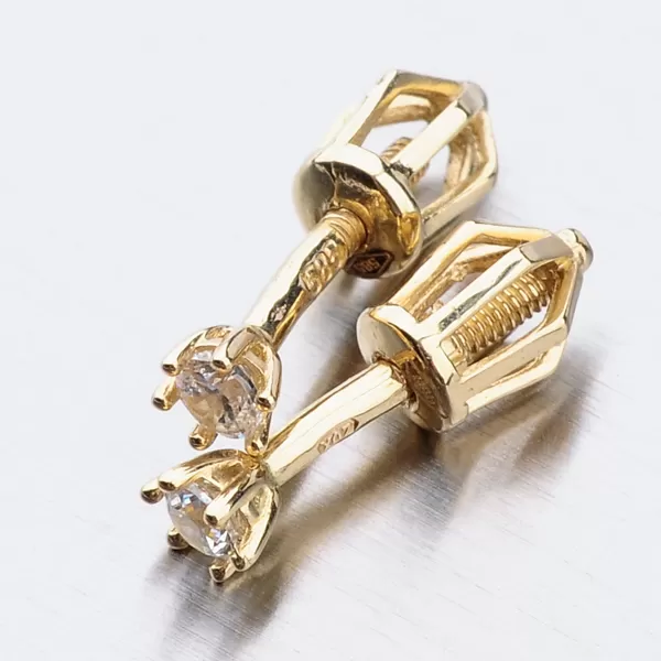 Dámské náušnice žluté zlato 585 zirkon 52DZ-8020Z-ZIR