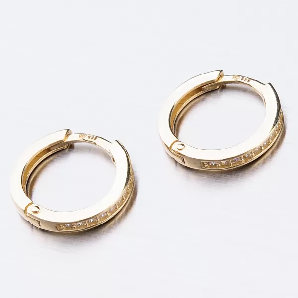 Dětské náušničky žluté zlato 585 kroužky se zirkony 52GZ-3344ZBB