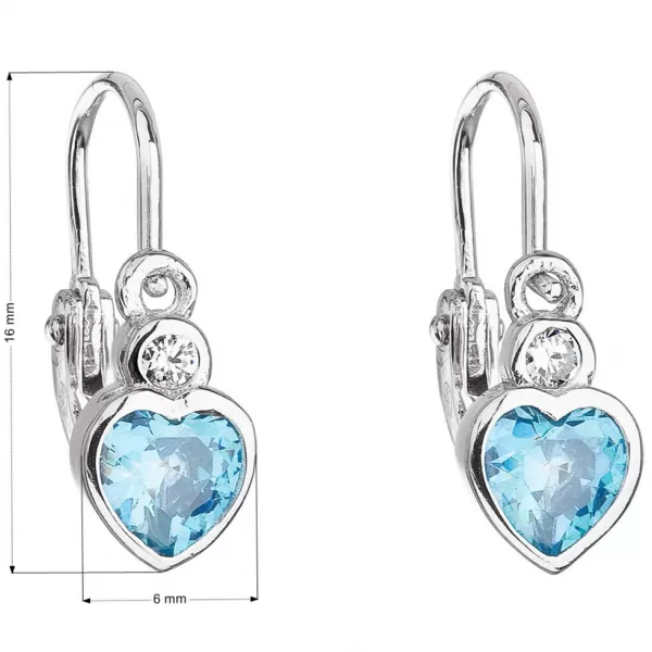 Stříbrné dětské náušnice visací se zirkonem modré srdce 11178.3