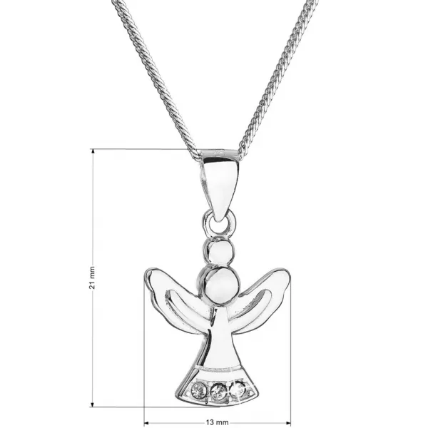 Stříbrný náhrdelník anděl se Swarovski krystaly bílý 32078.1