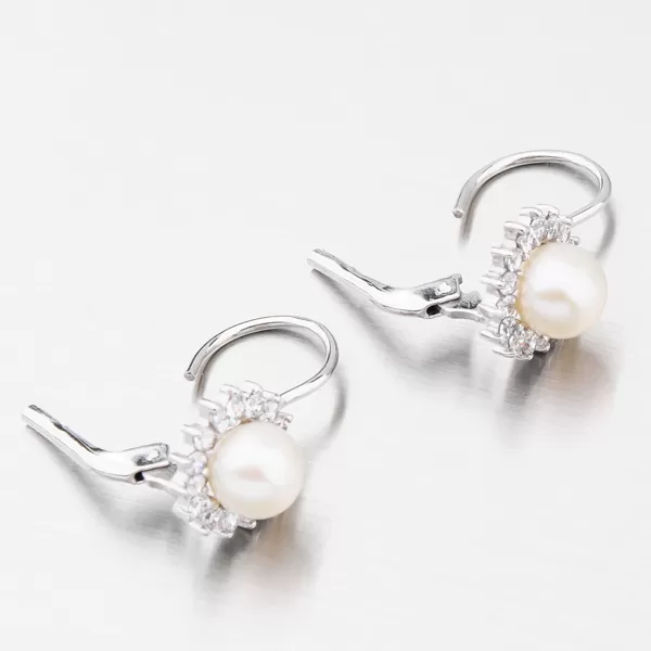 Dámské náušnice bílé zlato 585 perly s a zirkony 358-0183