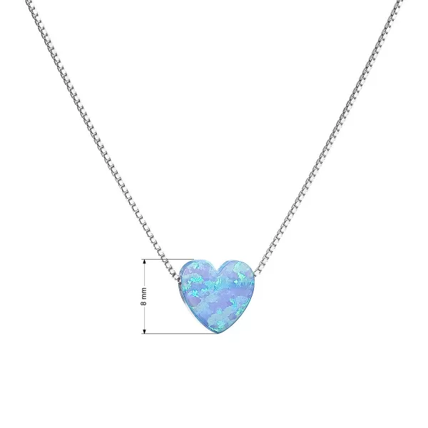 Stříbrný náhrdelník se syntetickým opálem světle modré srdce 12048.3