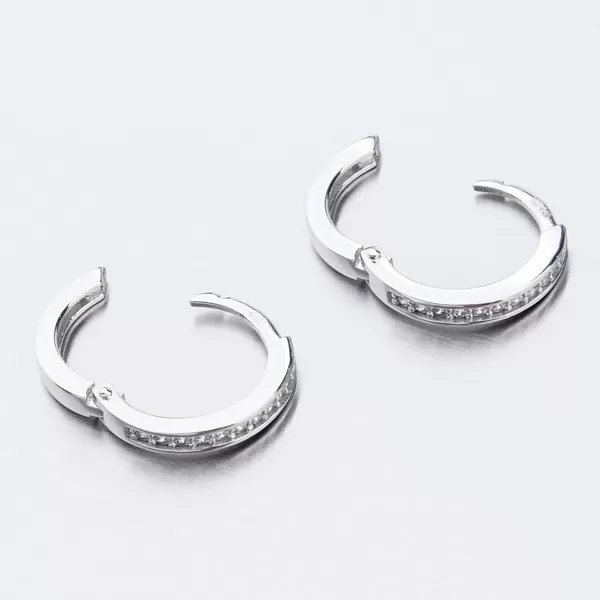 Dětské náušničky bílé zlato 585 kroužky se zirkony 52GZ-3344BBB