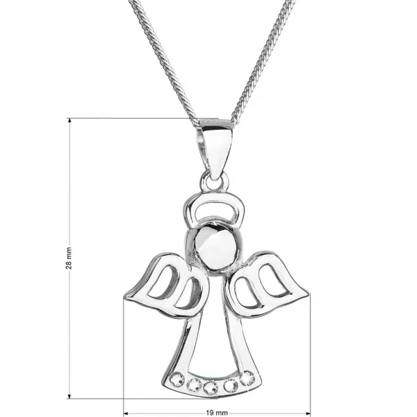Stříbrný náhrdelník anděl se Swarovski krystaly bílý 32076.1 