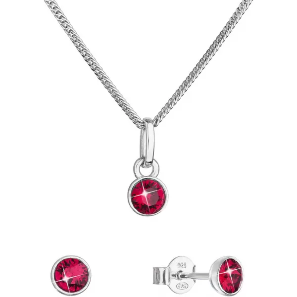 Sada šperků s krystaly Swarovski náušnice, řetízek a přívěsek červené 39177.3 ruby 39177.3
