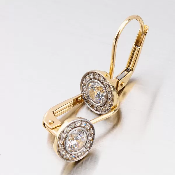 Dámské náušnice visací ve žlutém zlatě 52GZ-8028Z-KL