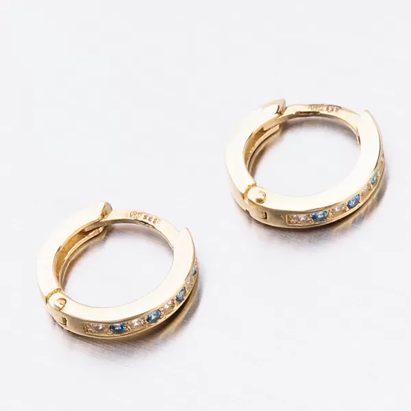 Dětské náušničky žluté zlato 585 kroužky se zirkony 52GZ-3342ZMB