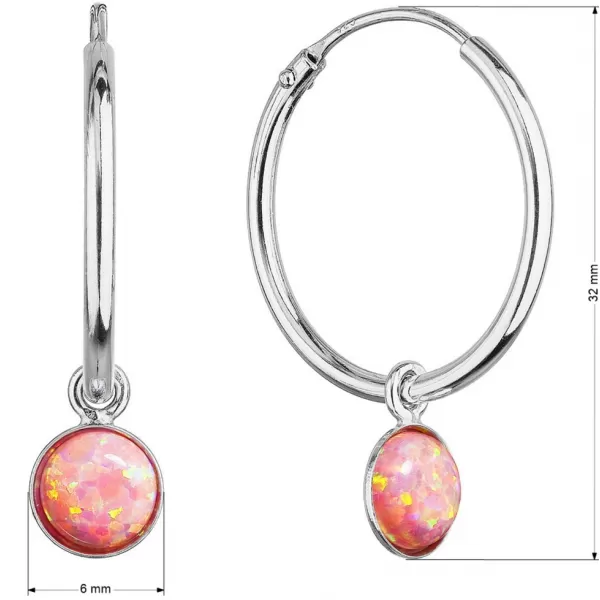 Stříbrné náušnice kruhy s oranžovým syntetickým opálem 11401.3