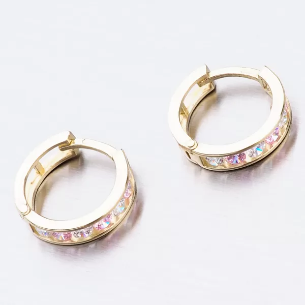 Dětské náušničky žluté zlato 585 zirkon kroužky 52GZ-3345ZRB