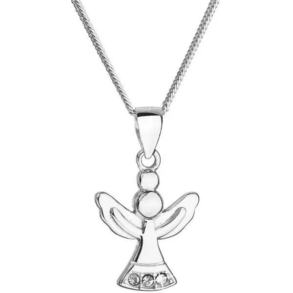 Stříbrný náhrdelník anděl se Swarovski krystaly bílý 32078.1