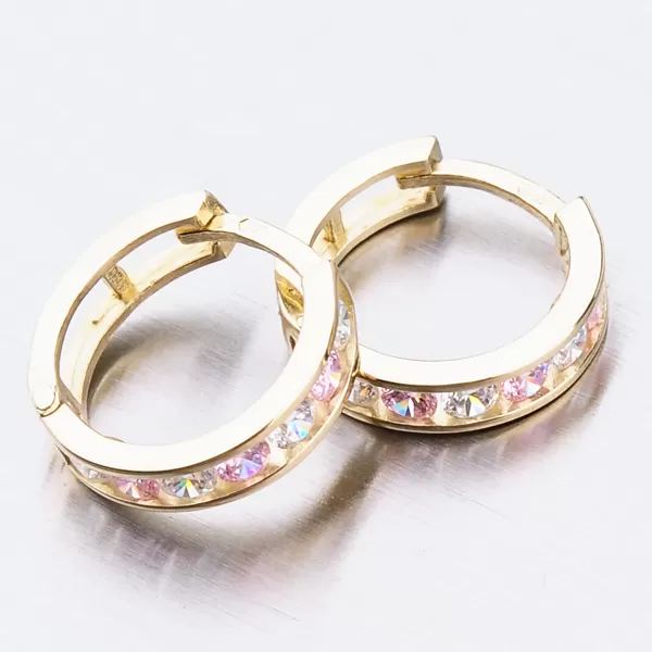 Dětské náušničky žluté zlato 585 zirkon kroužky 52GZ-3345ZRB