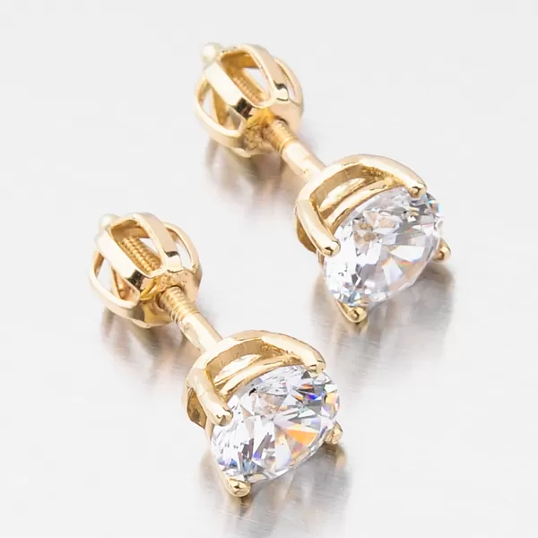 Dámské náušnice žluté zlato 585 zirkon s 1x 663P-120621