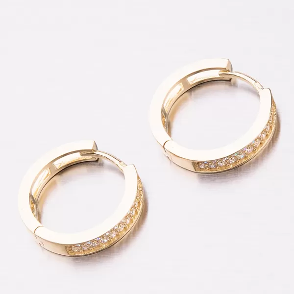 Dámské náušnice žluté zlato 585 kruhy se zirkony 12-570