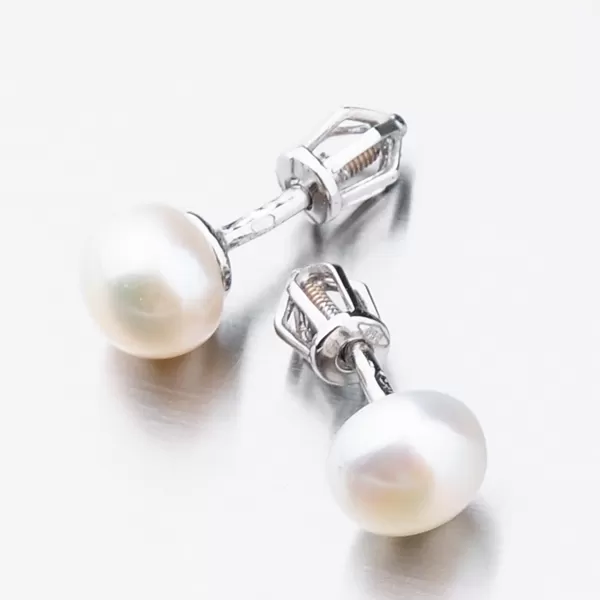 Dámské náušnice s perla v bílém zlatě 52GZ-8002B-SR