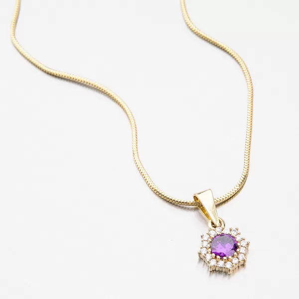 Zlatý přívěsek s fialovým zirkonem 352P-130086-05