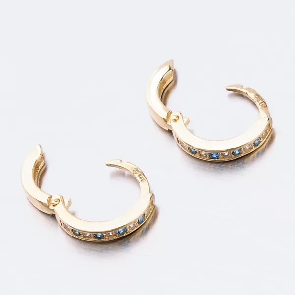 Dětské náušničky žluté zlato 585 kroužky se zirkony 52GZ-3342ZMB