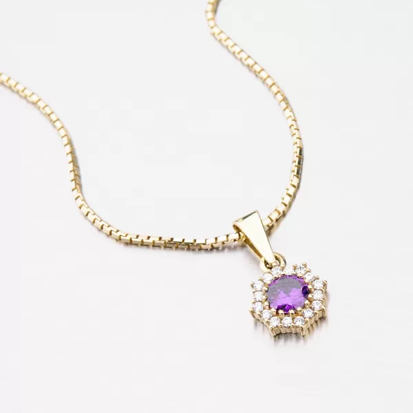 Zlatý přívěsek s fialovým zirkonem 352P-130086-05