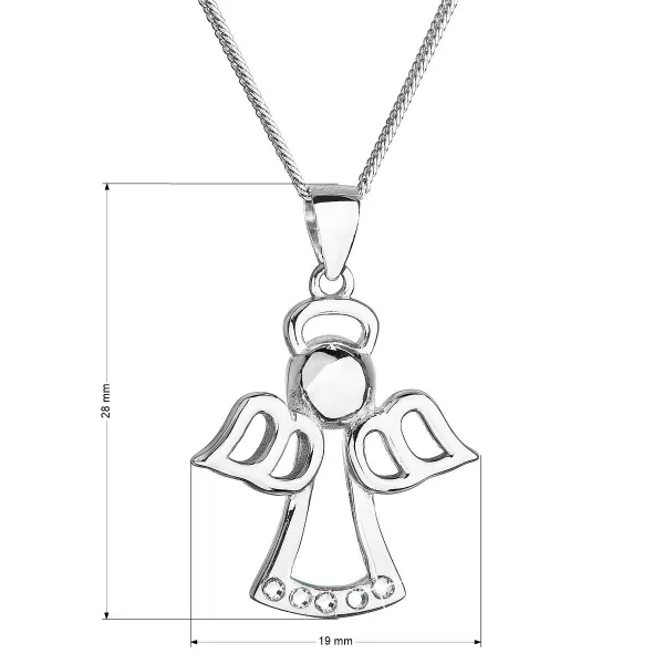 Stříbrný náhrdelník anděl se Swarovski krystaly bílý 32076.1 