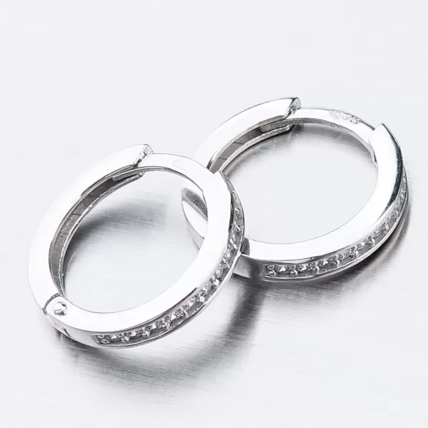 Dětské náušničky bílé zlato 585 kroužky se zirkony 52GZ-3344BBB