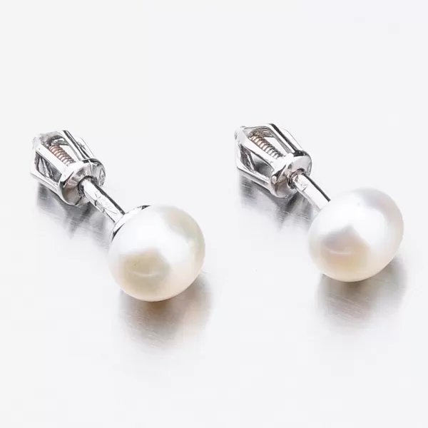 Dámské náušnice s perla v bílém zlatě 52GZ-8002B-SR