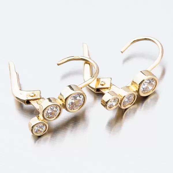 Dámské náušnice žluté zlato 585 zirkon visací zdobené 52GZ-8030Z-KL