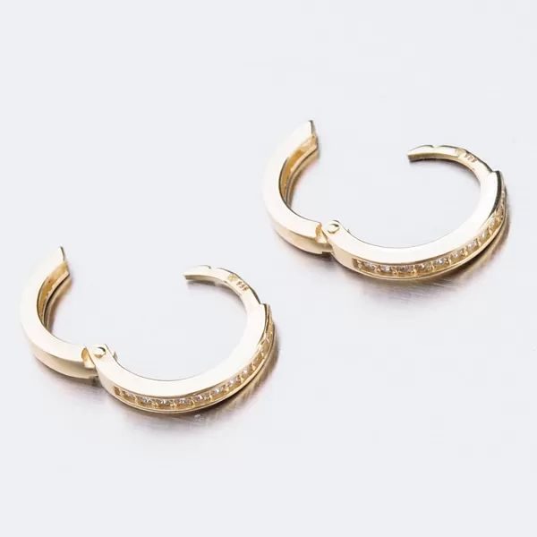 Dětské náušničky žluté zlato 585 kroužky se zirkony 52GZ-3344ZBB