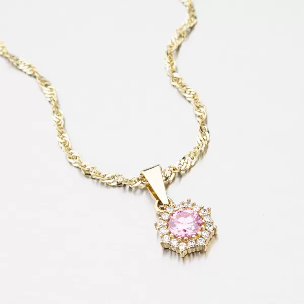 Zlatý přívěsek s růžovým zirkonem 352P-130086-08