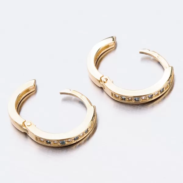 Dětské náušničky žluté zlato 585 kroužky se zirkony 52GZ-3344ZMB