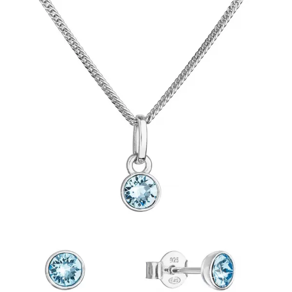 Sada šperků s krystaly Swarovski náušnice, řetízek a přívěsek modré 39177.3 aqua 39177.3