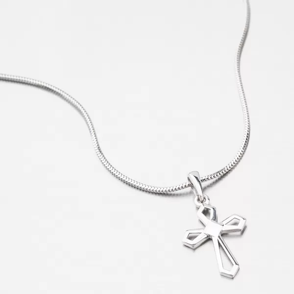 Přívěsek bílé zlato 585 kříž 117P-130626