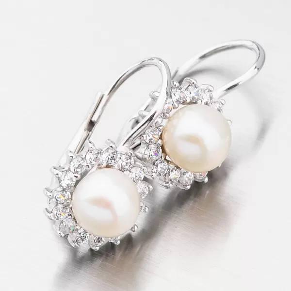 Dámské náušnice bílé zlato 585 perly s a zirkony 358-0183