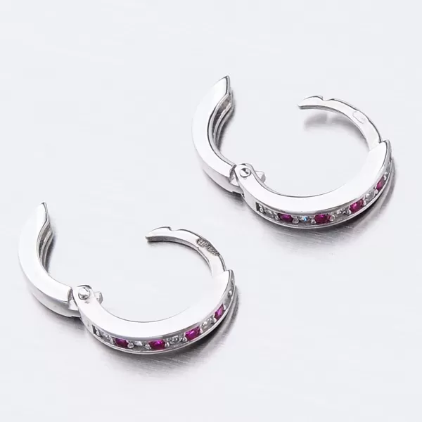 Dětské náušničky bílé zlato 585 kroužky se zirkony 52GZ-3342BCB