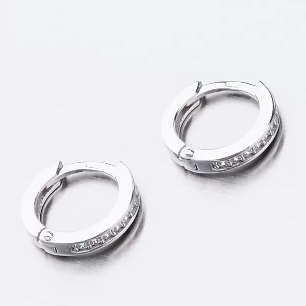 Dětské náušničky bílé zlato 585 kroužky se zirkony 52GZ-3342BBB