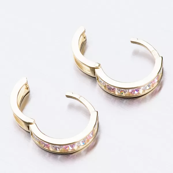 Dětské náušničky žluté zlato 585 zirkon kroužky 52GZ-3345ZRB