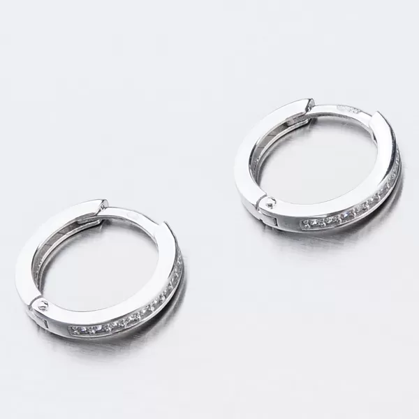 Dětské náušničky bílé zlato 585 kroužky se zirkony 52GZ-3344BBB