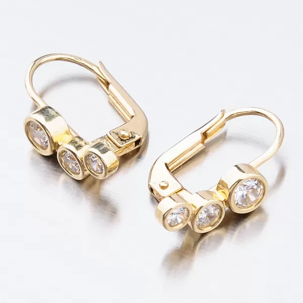 Dámské náušnice žluté zlato 585 zirkon visací zdobené 52GZ-8030Z-KL