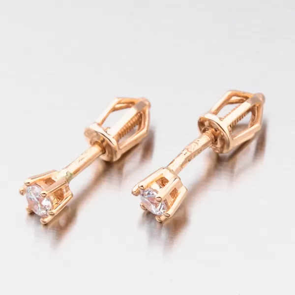 Dámské náušnice růžové zlato 585 zirkon v růžovém 52DZ-8012CV-ZIR