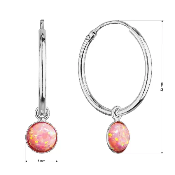 Stříbrné náušnice kruhy s oranžovým syntetickým opálem 11401.3